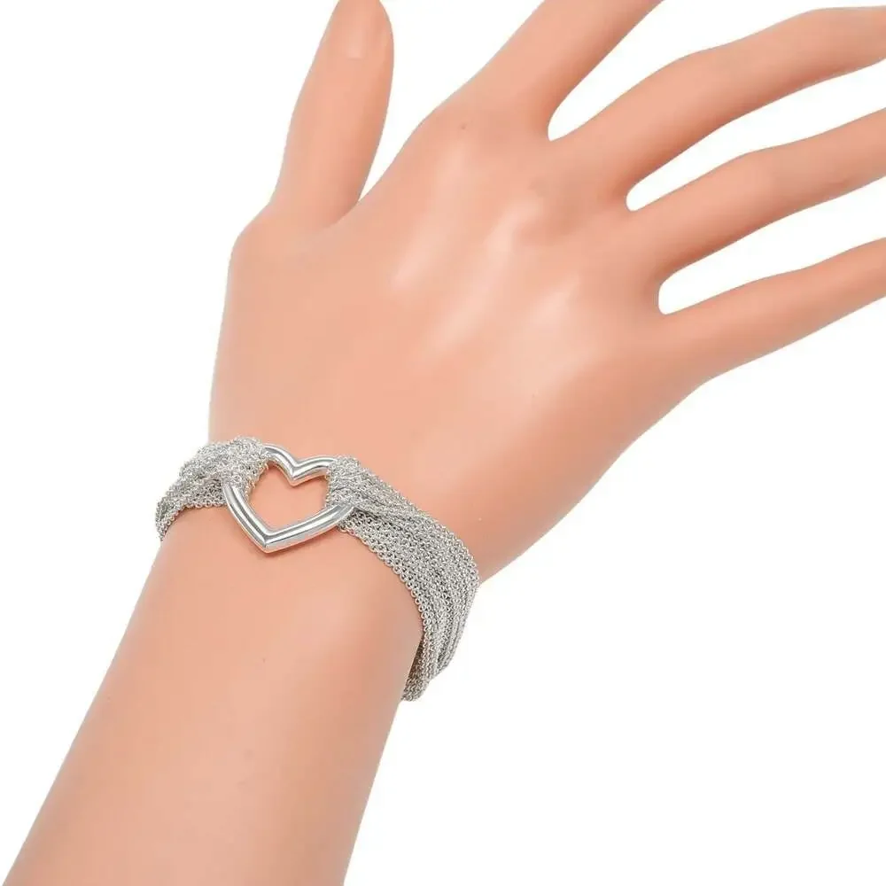 TIFFANY Silver Heart Charm Bracelet